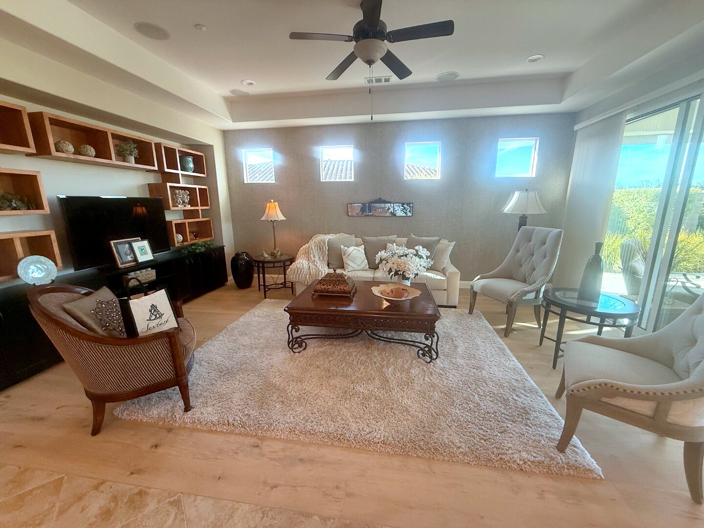Living room before redesign — neutral and unfurnished